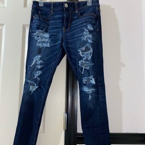 AE Dark Wash Ripped Jeggings